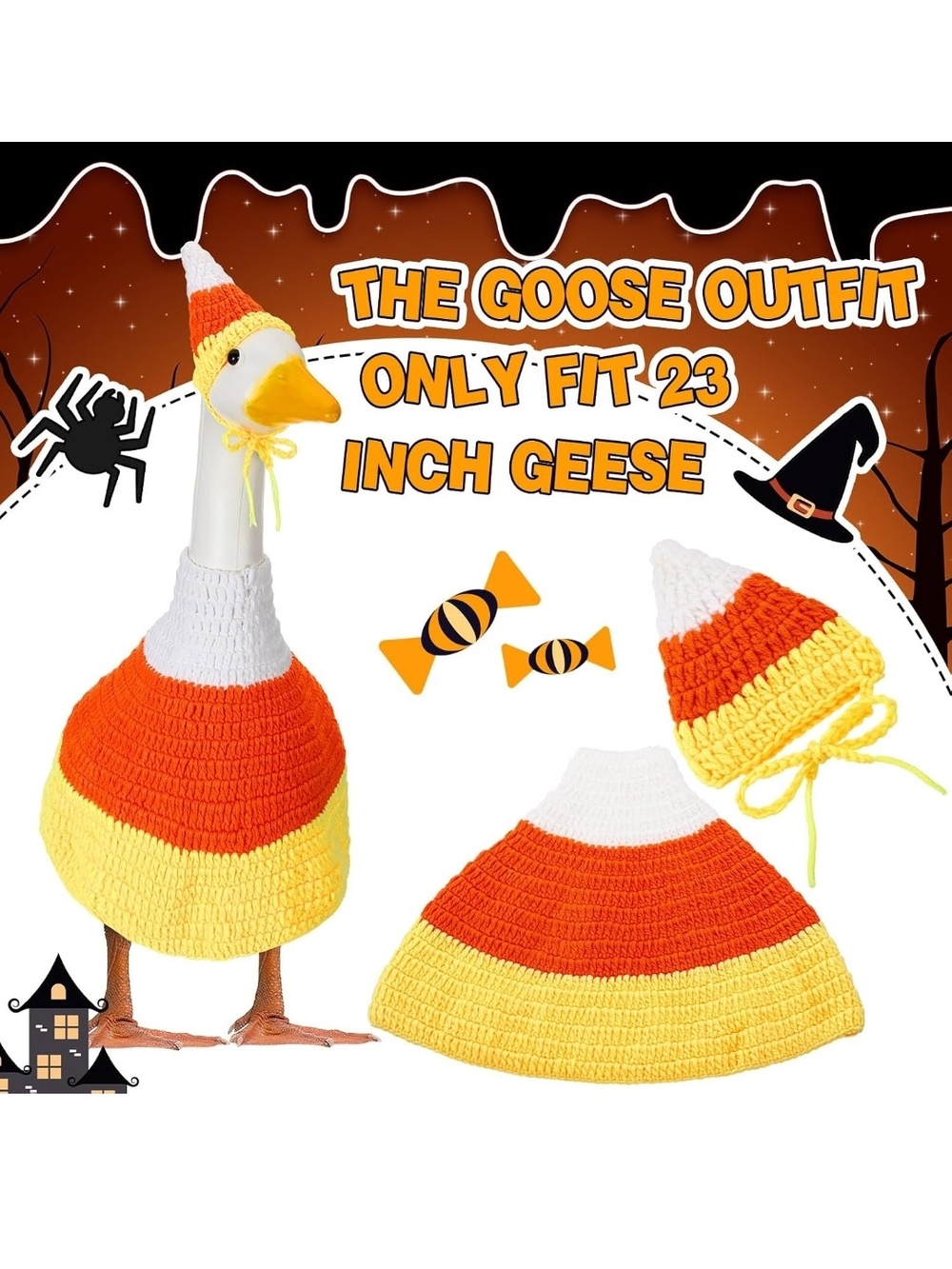 Seenelling Halloween Porch Goose Outfit Cute Candy Corn Gooses